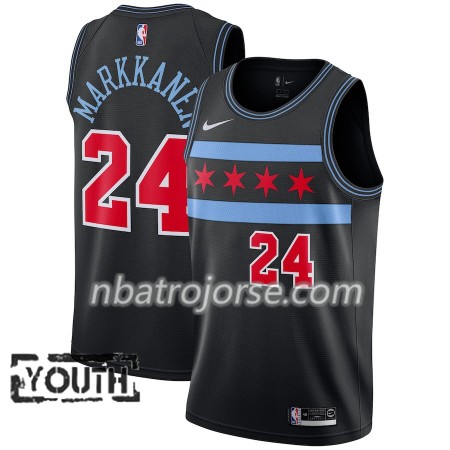 Barn Chicago Bulls Tröja Lauri Markkanen 24 2018-19 Nike City Edition Svart Swingman